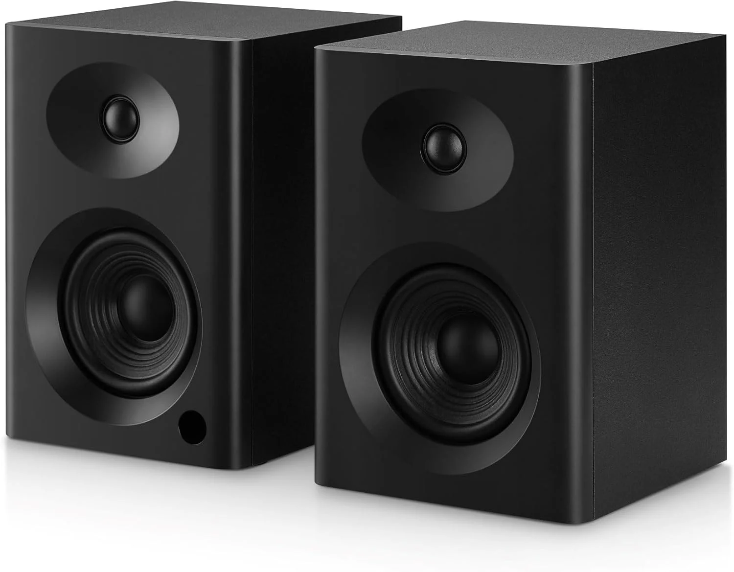 Bookshelf Speakers with Deep Bass,100W Max Output HiFi Gaming Computer Speakers, 4" Desktop Audio System for Music, Record Player, RCA to 3.5mm Cable, Black Pair