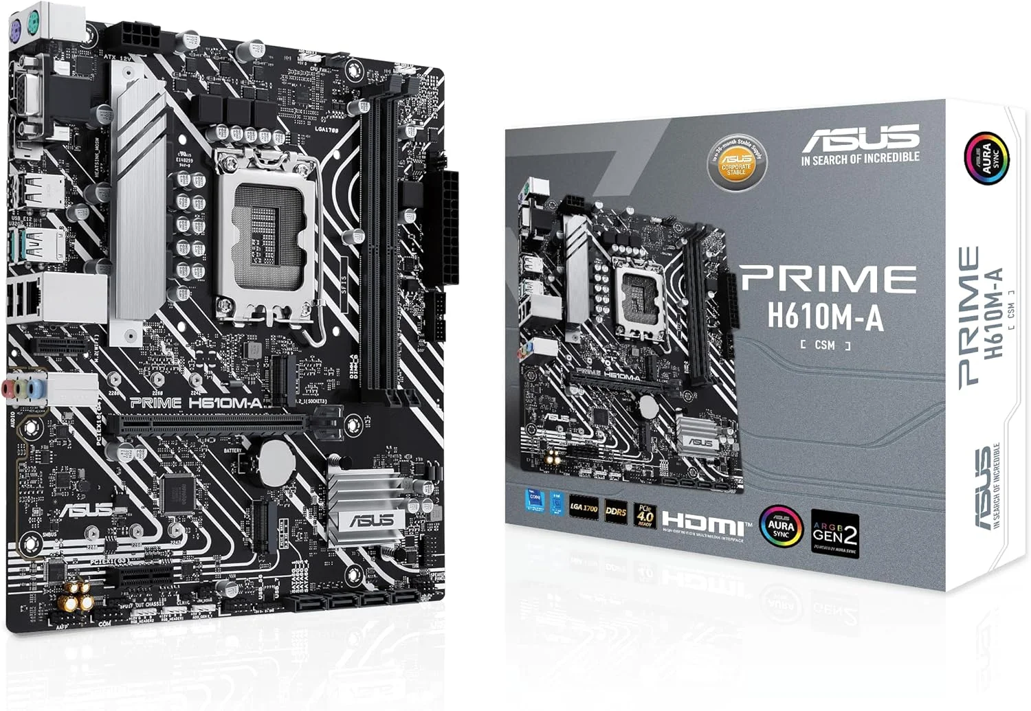 مادربرد ASUS Prime H610M-A-CSM Intel® H610 (LGA 1700) CSM Business mATX، با PCIe 4.0، 2X M.2، DDR5، LAN 1GbE، DP، HDMI™، VGA، پورت های USB 3.2 Gen 2، مدیریت IT ASUS Control Center Express مادربرد ASUS Prime H610M-A-CSM Intel® H610 (LGA 1700) CSM Business mATX، با PCIe 4.0، 2X M.2، DDR5، LAN 1GbE، DP، HDMI™، VGA، پورت های USB 3.2 Gen 2، مدیریت IT ASUS Control Center Express