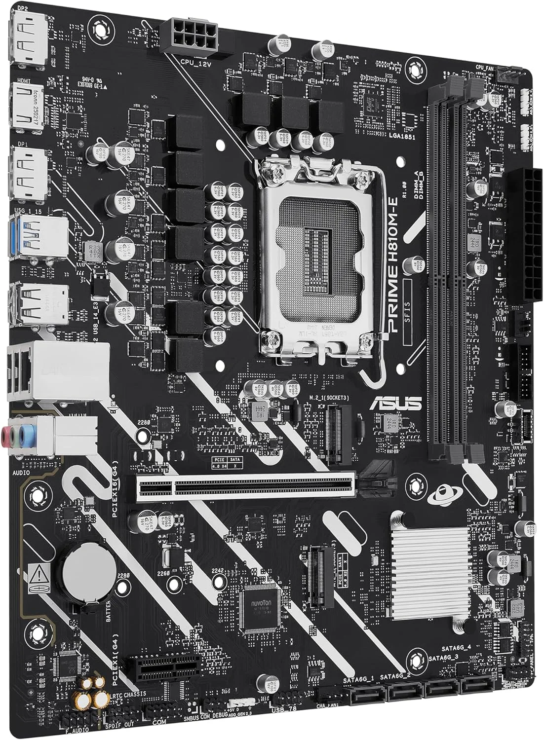 مادربرد تجاری ایسوس مدل PRIME H810M-E-CSM Intel® H810 mATX، سوکت LGA 1851، DDR5، PCIe 4.0، M.2، LAN 1G، HDMI، USB 3.2، آماده برای هوش مصنوعی، پشتیبانی از ASUS Control Center Express برای SMB و استقرار فناوری اطلاعات