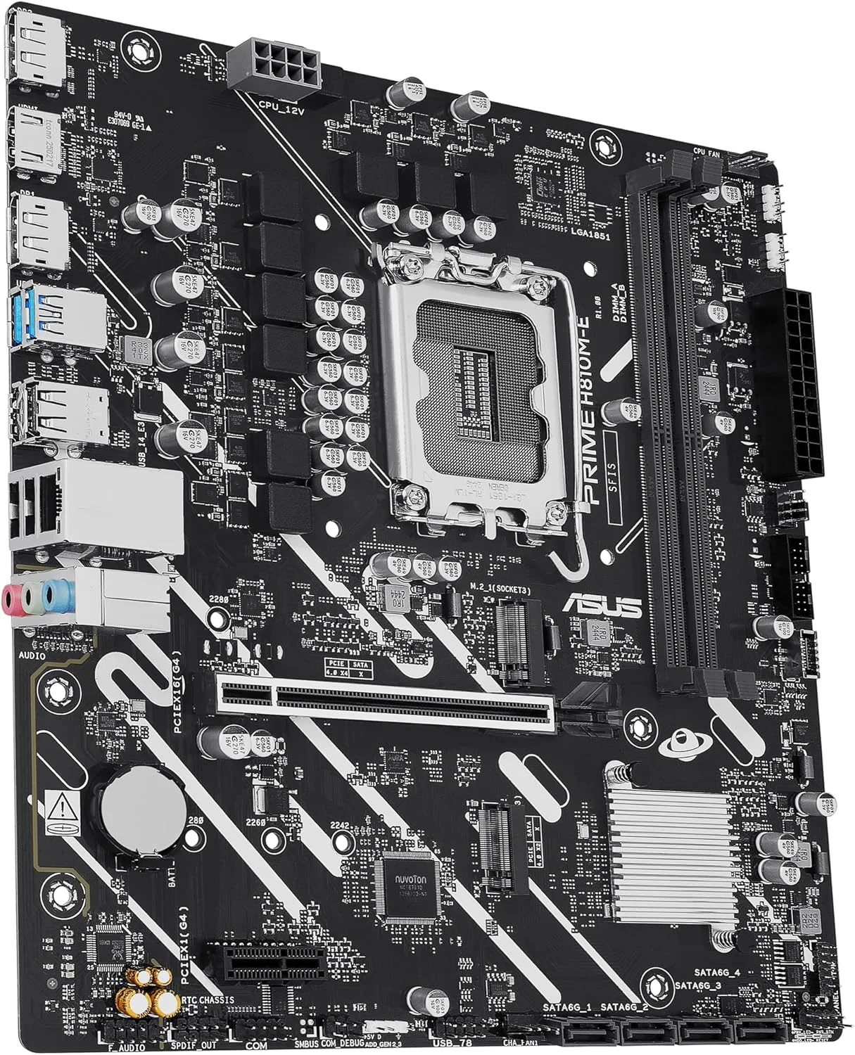 مادربرد تجاری ایسوس مدل PRIME H810M-E-CSM Intel® H810 mATX، سوکت LGA 1851، DDR5، PCIe 4.0، M.2، LAN 1G، HDMI، USB 3.2، آماده برای هوش مصنوعی، پشتیبانی از ASUS Control Center Express برای SMB و استقرار فناوری اطلاعات