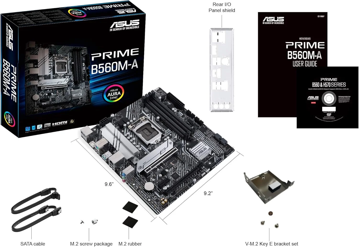 مادربرد ایسوس پرایم B560M-A LGA 1200 (نسل 11/10 اینتل) micro ATX (PCIe 4.0، 2 اسلات M.2، 8 فاز قدرت، 1 گیگابیت LAN، DP، دو HDMI، USB 3.2 Gen 2 Type-C، اسلات V-M.2-Key E برای Wi-Fi، Aura Sync RGB)