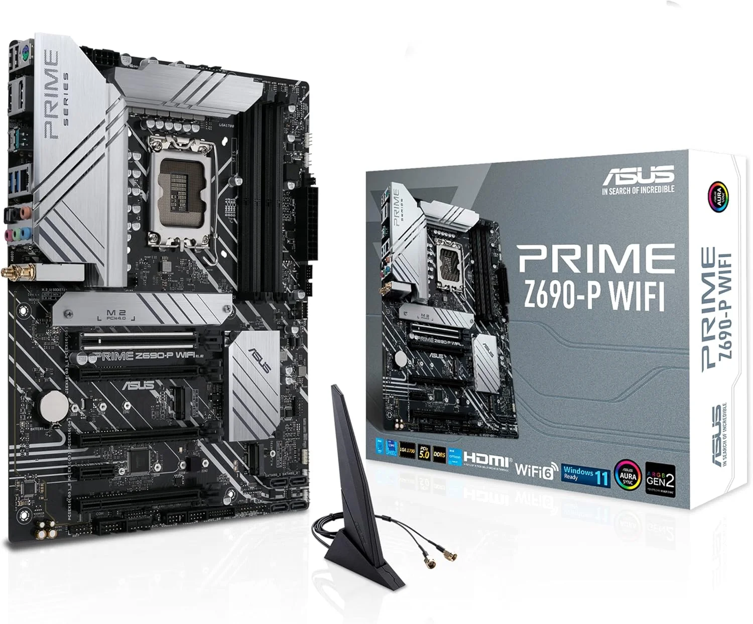 مادربرد ایسوس پرایم Z690-P WiFi LGA1700 (نسل دوازدهم اینتل) ATX (PCIe 5.0, DDR5, 14+1 Power Stages, 3X M.2, WiFi 6, BT v5.2, 2.5Gb LAN, USB 3.2 Gen 1 Type-C پنل جلو, پشتیبانی از Thunderbolt 4, Arua Sync)