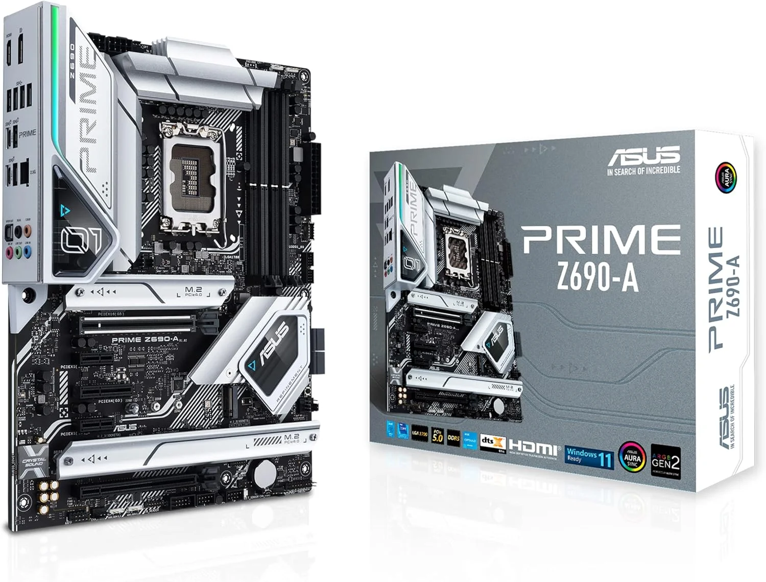 مادربرد ایسوس پرایم Z690-A LGA 1700 (اینتل نسل 12) ATX (16+1 DrMOS، PCIe 5.0، DDR5، 4X M.2، Intel 2.5 Gb LAN، USB 3.2 Gen 2 پنل جلویی Type-C، Thunderbolt™ 4، نورپردازی Aura Sync RGB)