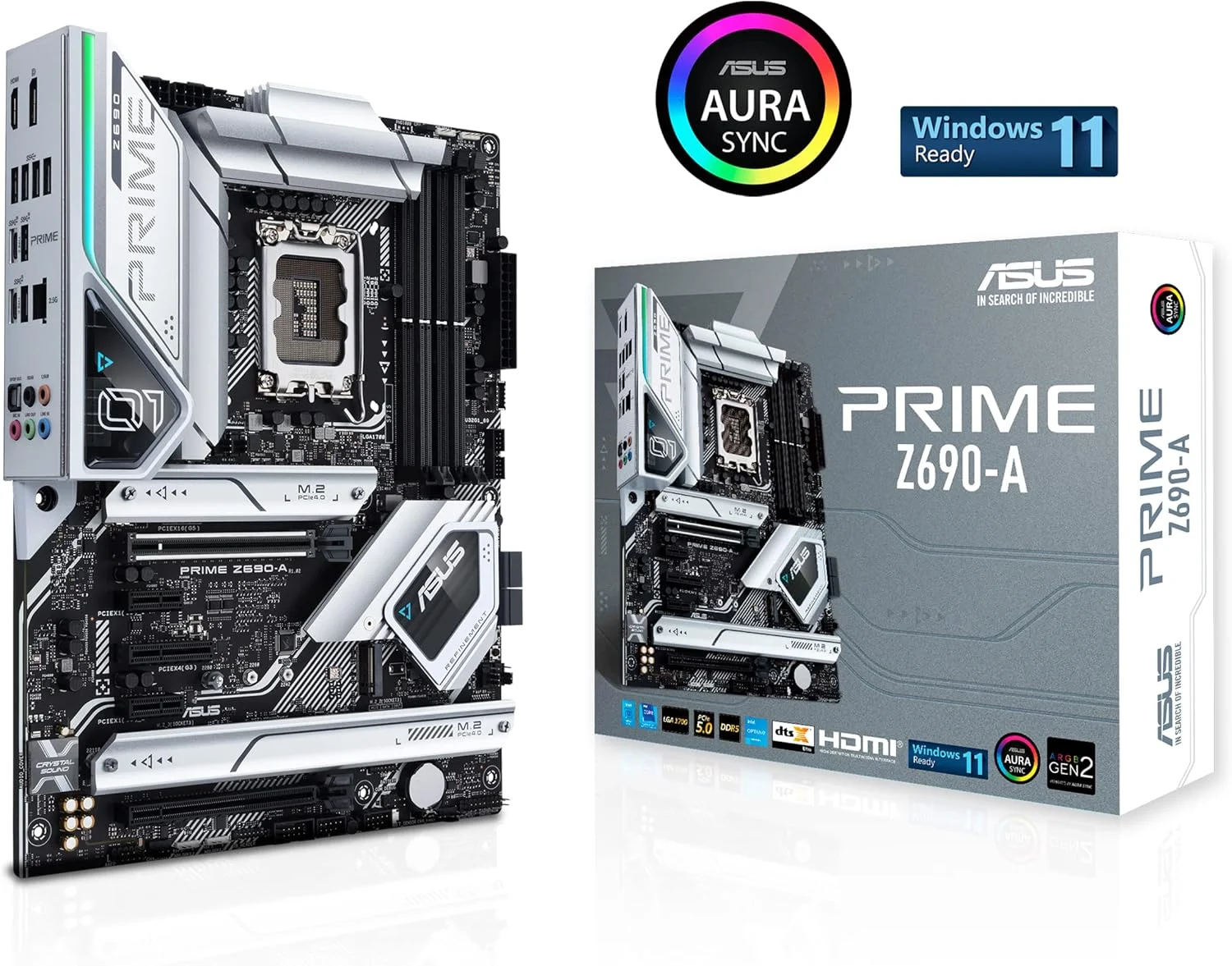 مادربرد ایسوس پرایم Z690-A LGA 1700 (اینتل نسل 12) ATX (16+1 DrMOS، PCIe 5.0، DDR5، 4X M.2، Intel 2.5 Gb LAN، USB 3.2 Gen 2 پنل جلویی Type-C، Thunderbolt™ 4، نورپردازی Aura Sync RGB)