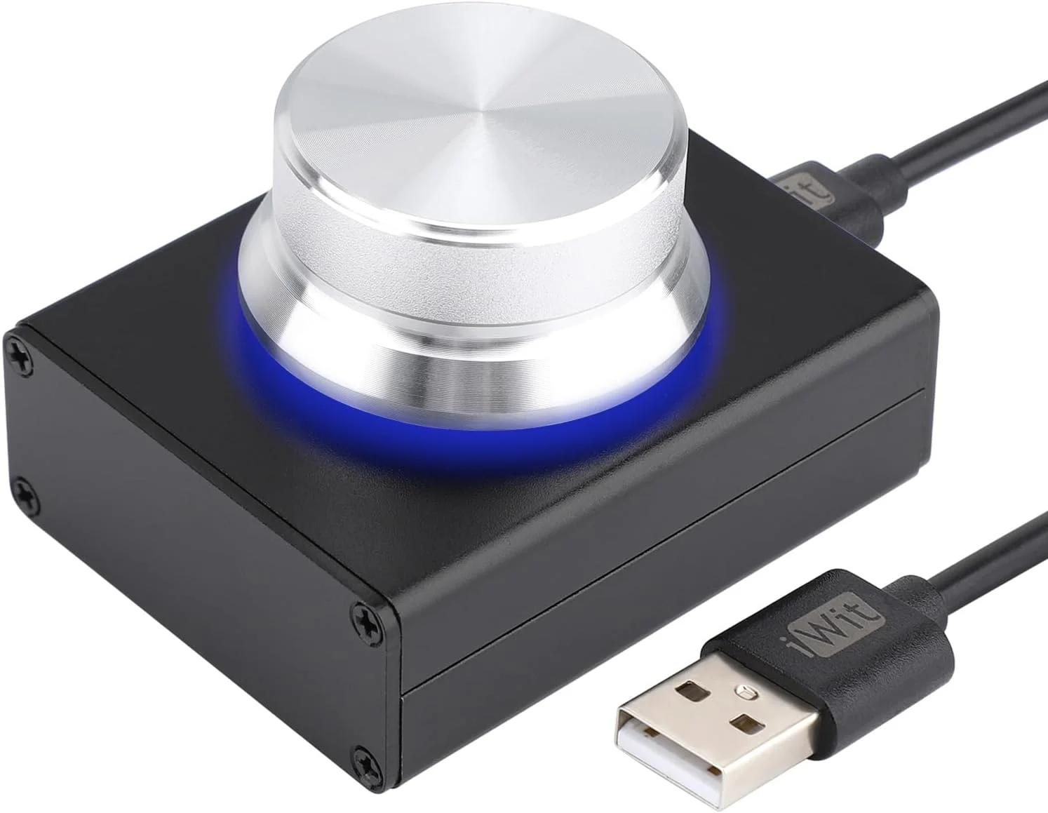 دکمه تنظیم صدا USB دروک، کنترل صدای کوچک اسپیکر کامپیوتر، کنترل صدای خارجی USB با عملکرد قطع صدا با یک کلید، پشتیبانی از Win7 8 10 XP Mac Vista Android، مشکی و نقره ای