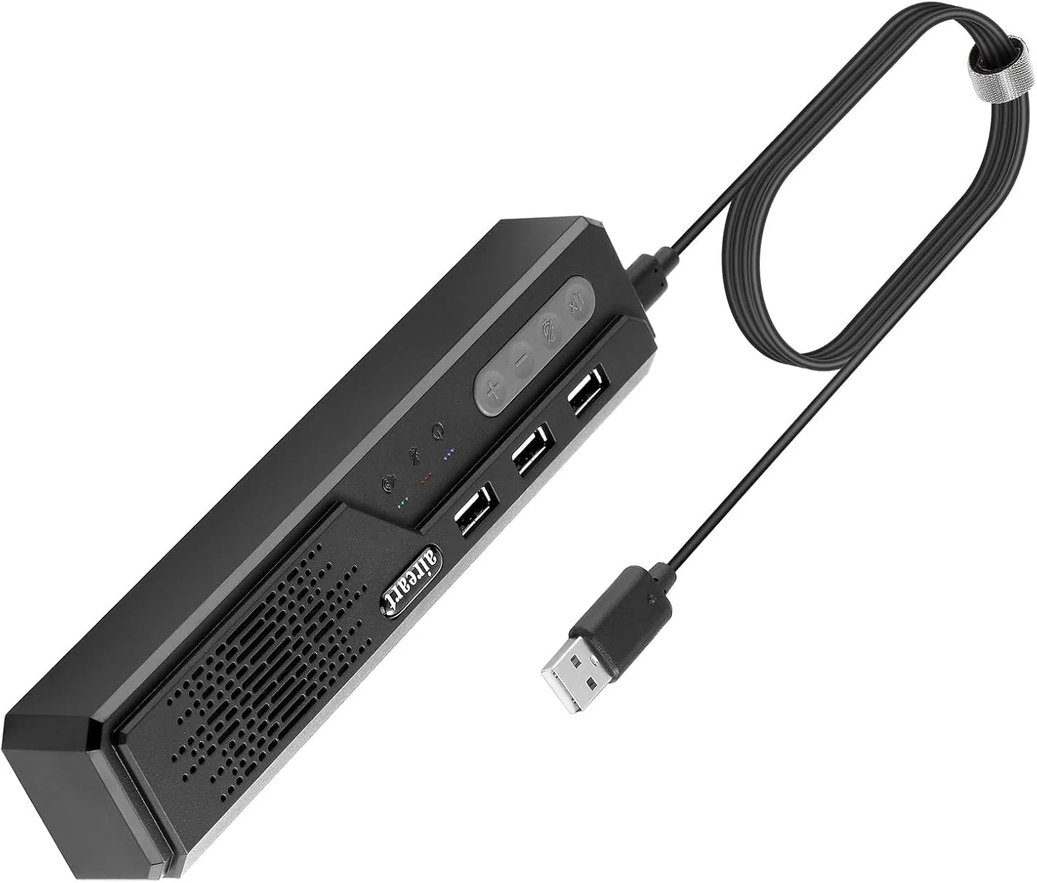 اسپیکر کامپیوتر USB سه در یک با میکروفون، اسپیکر لپ تاپ PC با میکروفون برای دفتر کار هوشمند و مطالعه آنلاین، دریافت صدای 360 درجه بهبود یافته، کاهش نویز، سازگار با Zoom، Teams