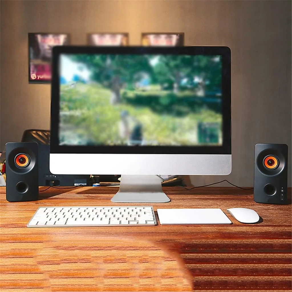 اسپیکر بوم باکس 2.0 استریو چند رسانه ای کامپیوتر رومیزی HiFi باس سنگین بازی اسپیکر مینی (رنگ: تک رنگ)