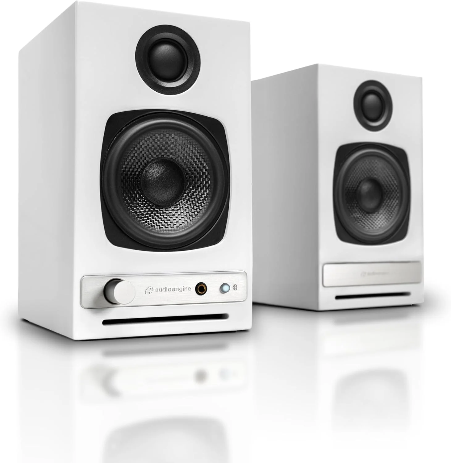 اسپیکرهای رومیزی 60 واتی Audioengine A2 HD (HD3) سفید برای کامپیوتر و ساب ووفر S6 سفید برای موسیقی، بازی، فیلم، استودیو، خوابگاه، اتاق خواب و دفاتر