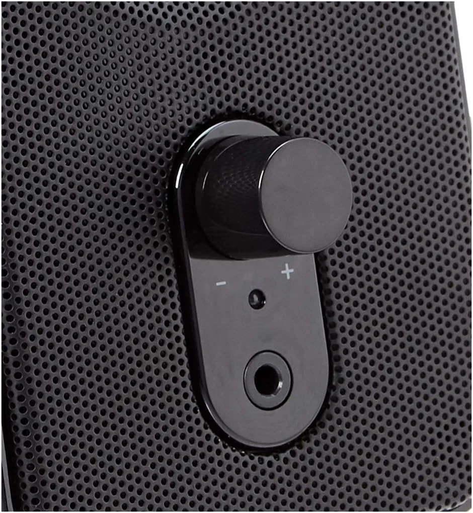 اسپیکرهای کامپیوتر آمازون بیسیکس برای کامپیوتر رومیزی یا لپ تاپ، با برق AC (نسخه ایالات متحده)، مشکی