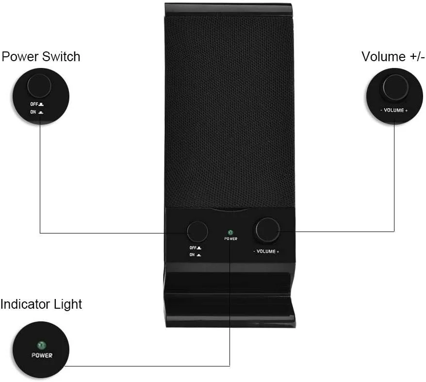 اسپیکر کامپیوتر مدل 143، اسپیکرهای سیمی برای کامپیوتر رومیزی، لپ تاپ، تبلت، تلفن های هوشمند، ساب ووفر مینی USB 2.0