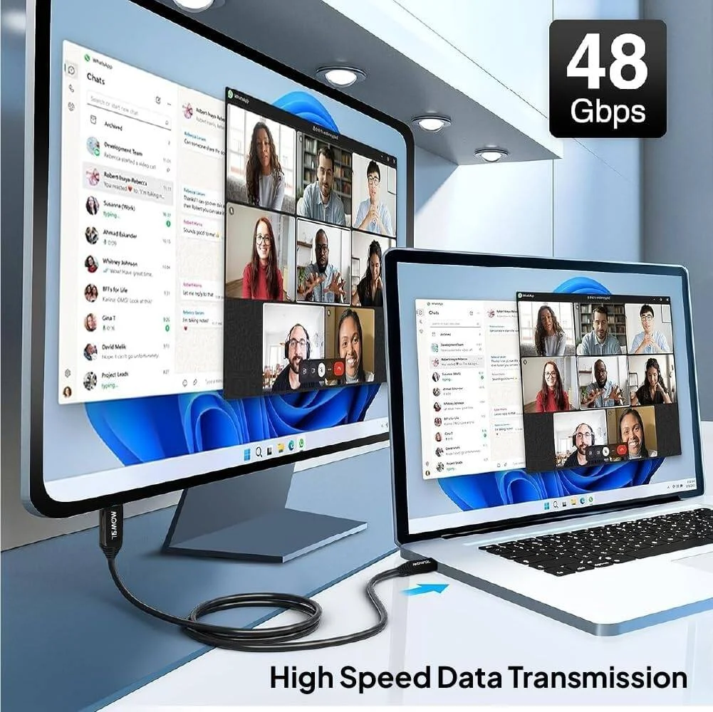 کابل فیبر نوری HDMI 8K 60Hz 2.1 اکتیو MOWSIL، طول 15 متر، رزولوشن UHD 8K@60Hz، پهنای باند تا 48 گیگابیت بر ثانیه، 15 متر، مشکی | MOC815