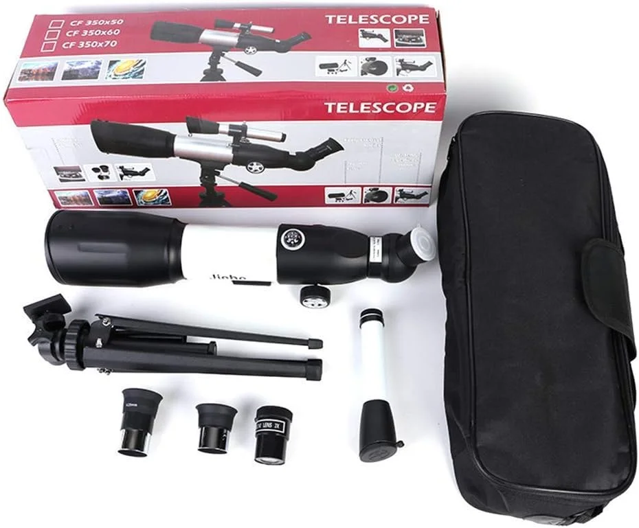 تلسکوپ با بزرگنمایی بالا، تک چشمی نجومی با سه پایه و یابنده برای کودکان، بزرگسالان و مبتدیان، نقره ای، دو برابر راحتی