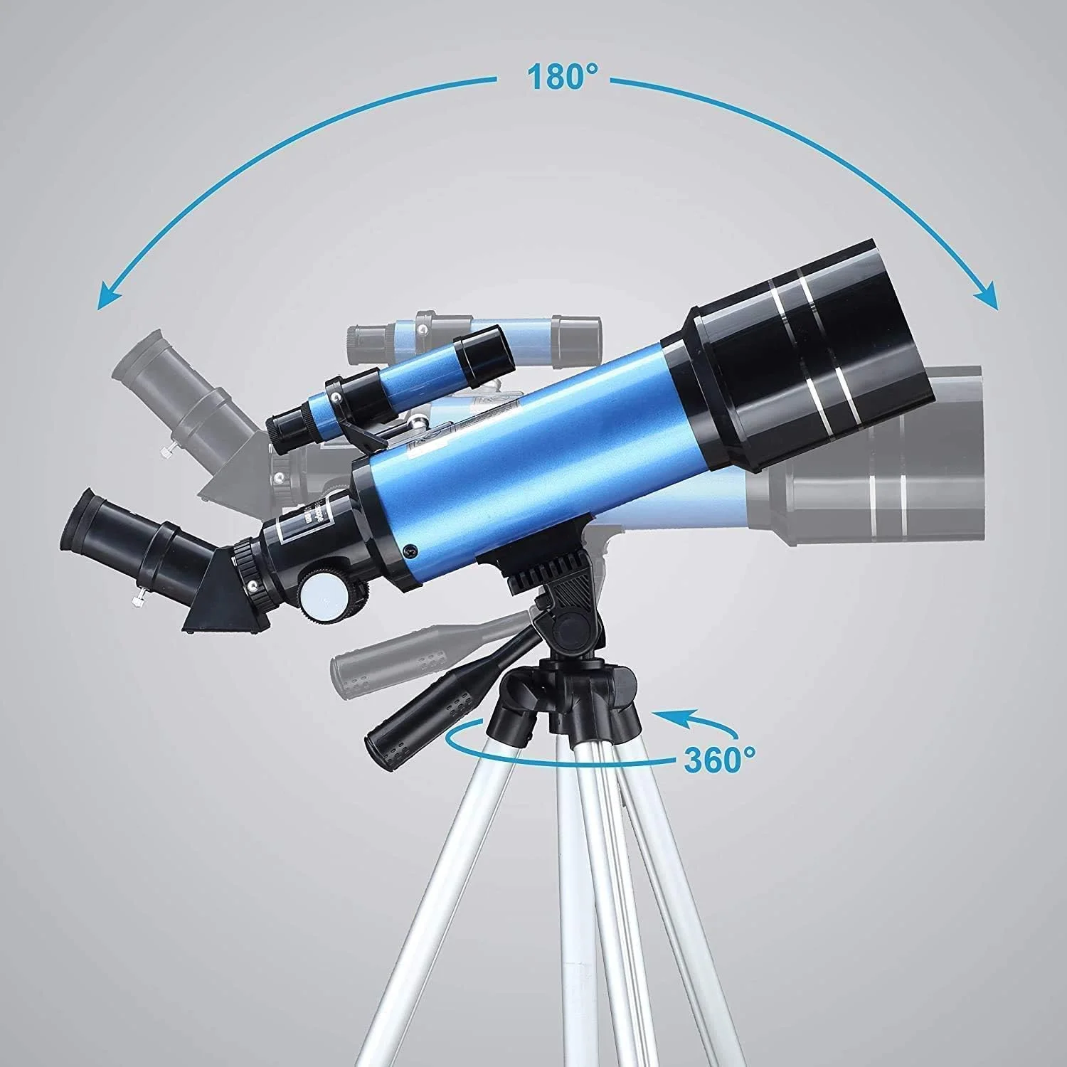 تلسکوپ نجومی مبتدی 70 میلیمتری انکساری با سهپایه قابل تنظیم 51 اینچی، آداپتور تلفن، قطری تصویر ایستاده و فیلتر ماه تلسکوپ نجومی مبتدی 70 میلیمتری انکساری با سهپایه قابل تنظیم 51 اینچی، آداپتور تلفن، قطری تصویر ایستاده و فیلتر ماه