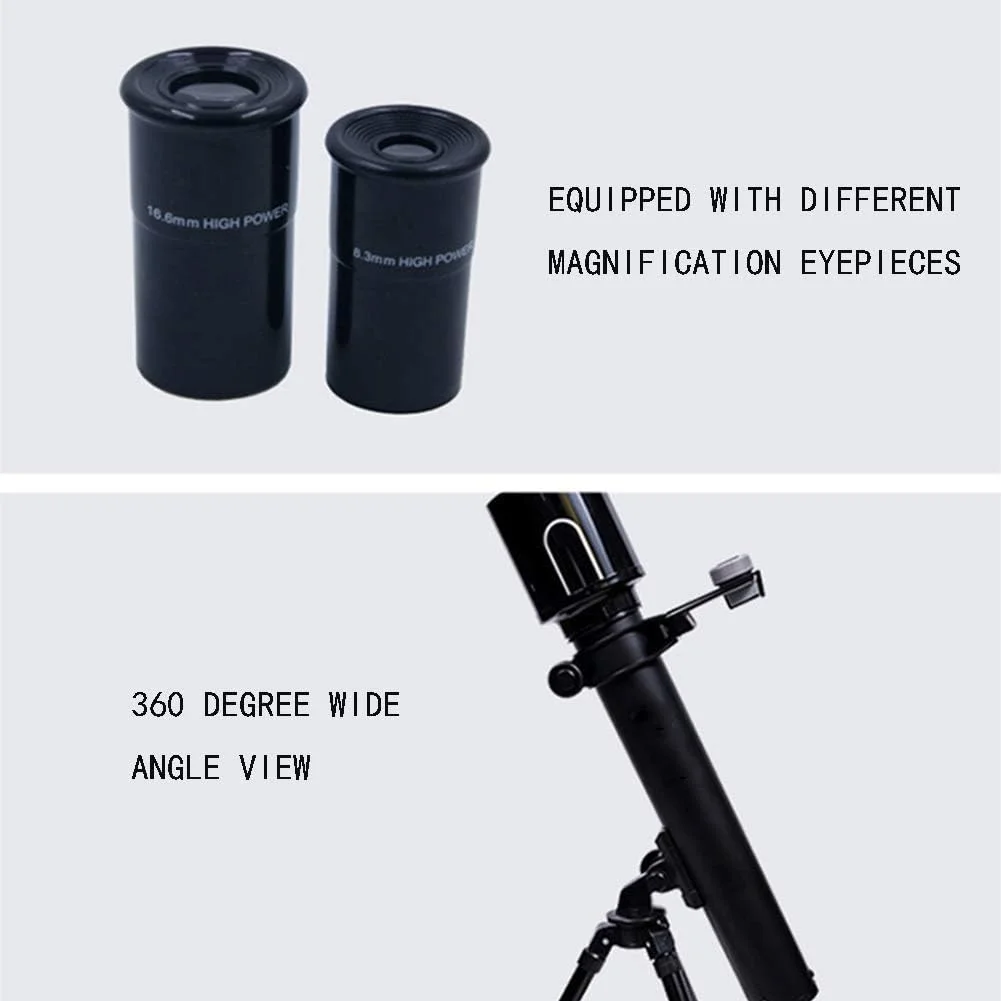 تلسکوپ هوشمند بادوام HD با سه پایه، تقویت کننده و یابنده، بزرگنمایی 30X/60X برای تقویت کننده های کودکان و مبتدیان نجوم