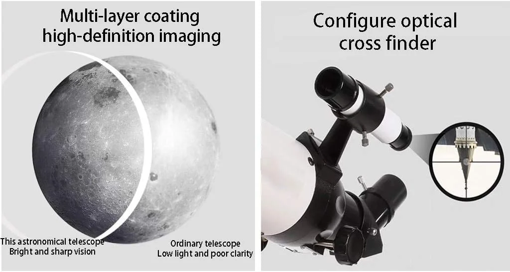 تلسکوپ برای کودکان و بزرگسالان مبتدی، تلسکوپ نجومی با دهانه 80 میلی‌متری و فاصله کانونی 400 میلی‌متری به همراه پایه قابل تنظیم و کوله پشتی، تلسکوپ ایده آل برای کودکان