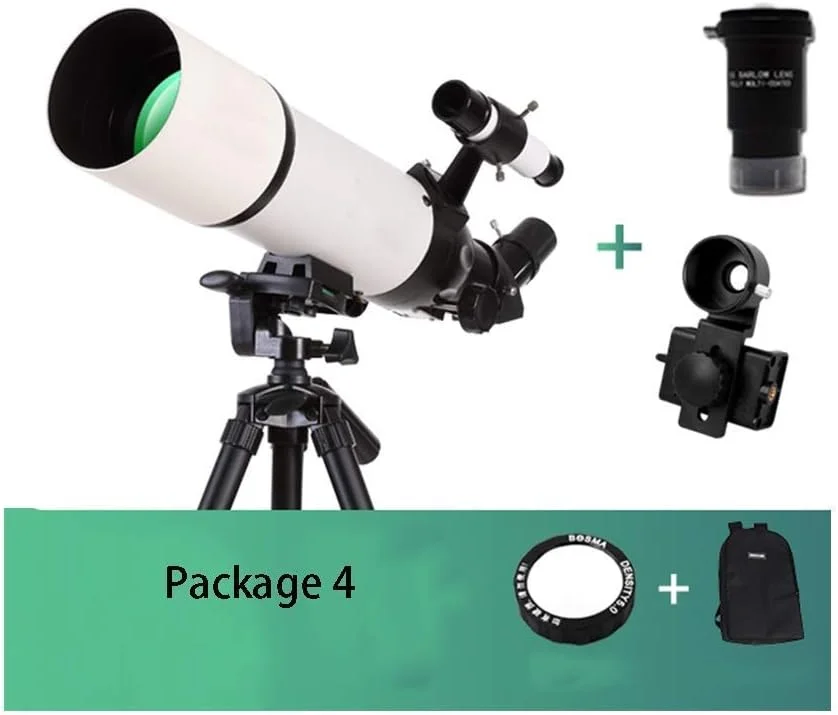 تلسکوپ برای کودکان و بزرگسالان مبتدی، تلسکوپ نجومی با دهانه 80 میلی‌متری و فاصله کانونی 400 میلی‌متری به همراه پایه قابل تنظیم و کوله پشتی، تلسکوپ ایده آل برای کودکان