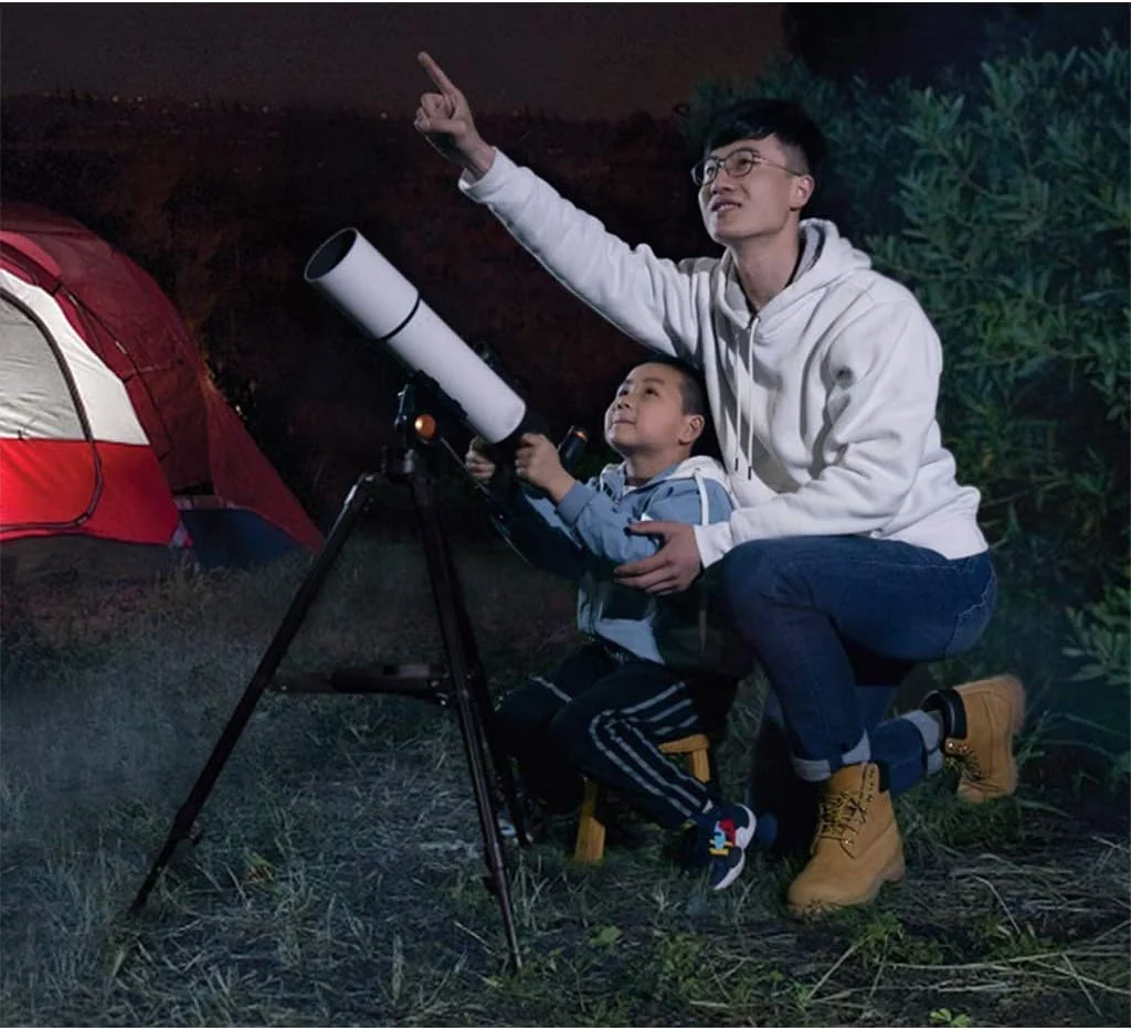 تلسکوپ 500x80 میلی‌متری با پایه و کوله پشتی، تلسکوپ قابل حمل برای کودکان و مبتدیان، تلسکوپ مسافرتی با چشمی‌های 10 و 23 میلی‌متری و آینه راست‌نمای 90 درجه