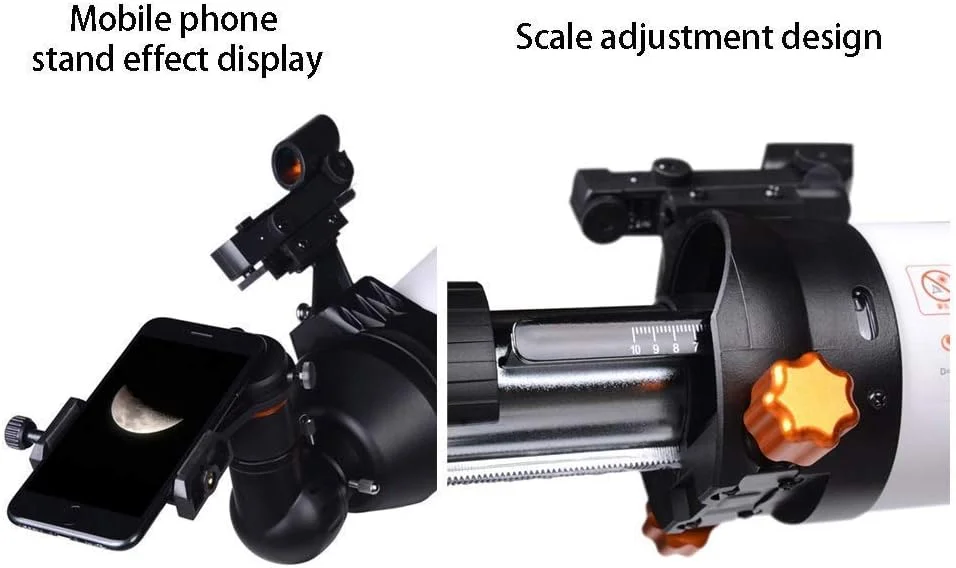 تلسکوپ 500x80 میلی‌متری با پایه و کوله پشتی، تلسکوپ قابل حمل برای کودکان و مبتدیان، تلسکوپ مسافرتی با چشمی‌های 10 و 23 میلی‌متری و آینه راست‌نمای 90 درجه