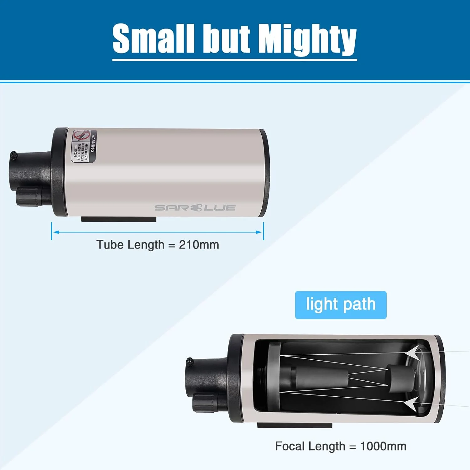 تلسکوپ ماکسوتوف-کاسگرین Mak70، تلسکوپ برای بزرگسالان و کودکان، فاصله کانونی 1000 میلی‌متر، لنز شیئی 70 میلی‌متر، تلسکوپ نجومی مبتدی با سه‌پایه گیمبال حرکت آهسته