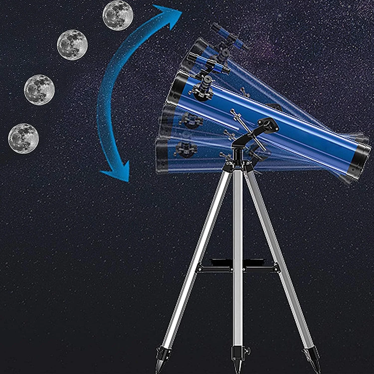 تلسکوپ شکستنی حرفه ای 700/114 میلی متری زوم 875X HD تک چشمی فضای باز با پایه قابل تنظیم + یاب + 3 چشمی + فیلتر ماه + لنز بارلو 1.5X/5X
