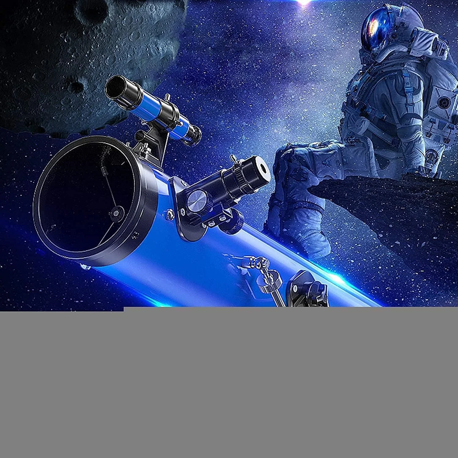 تلسکوپ شکستنی حرفه ای 700/114 میلی متری زوم 875X HD تک چشمی فضای باز با پایه قابل تنظیم + یاب + 3 چشمی + فیلتر ماه + لنز بارلو 1.5X/5X