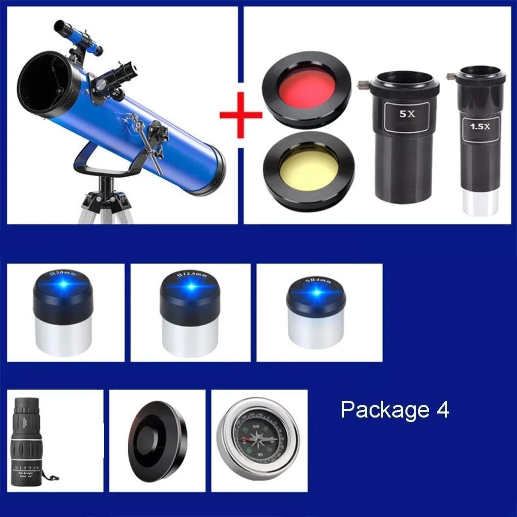 تلسکوپ نجومی قابل حمل برای مبتدیان، کودکان و بزرگسالان به همراه سه پایه قابل تنظیم، براکت فلزی، قطر بزرگ 114 میلی‌متری، تلسکوپ نجومی مسافرتی