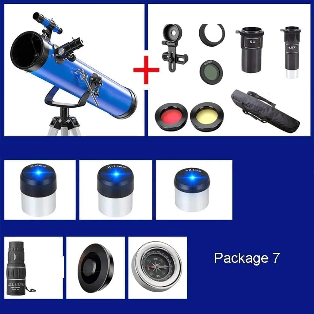 تلسکوپ نجومی قابل حمل برای مبتدیان، کودکان و بزرگسالان، دارای سه پایه قابل تنظیم، براکت فلزی، قطر بزرگ 114 میلی‌متری، تلسکوپ نجومی مسافرتی