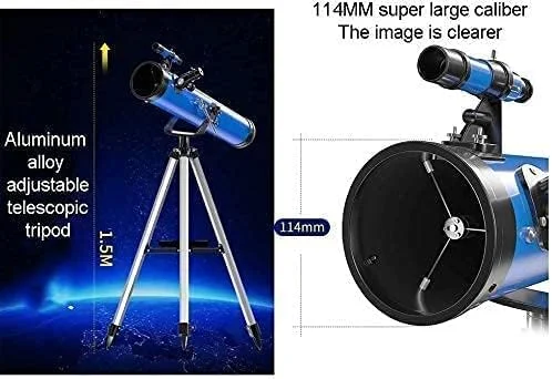 تلسکوپ نجومی قابل حمل برای مبتدیان، کودکان و بزرگسالان، دارای سه پایه قابل تنظیم، براکت فلزی، قطر بزرگ 114 میلی متر، تلسکوپ نجومی مسافرتی تلسکوپ نجومی قابل حمل برای مبتدیان، کودکان و بزرگسالان، دارای سه پایه قابل تنظیم، براکت فلزی، قطر بزرگ 114 میلی متر، تلسکوپ نجومی مسافرتی