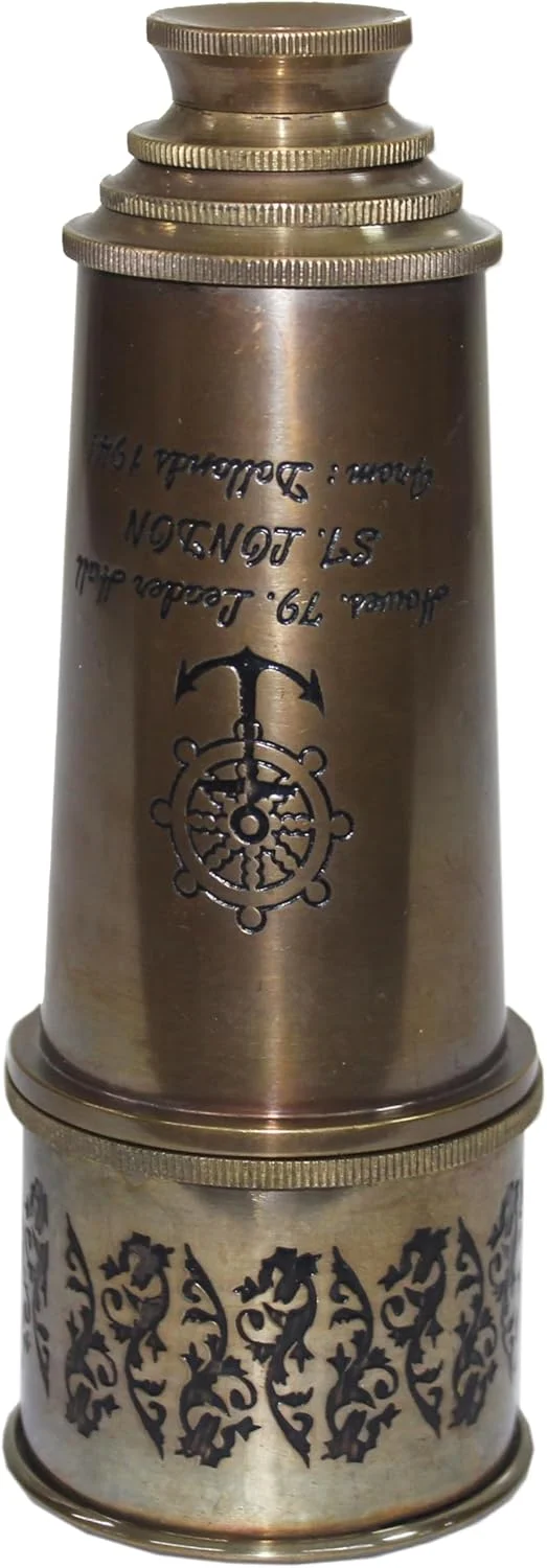 تلسکوپ تک چشمی برنجی تزئینی لاتاس | تلسکوپ جاسوسی عتیقه کاربردی هدیه 17 اینچی - 03