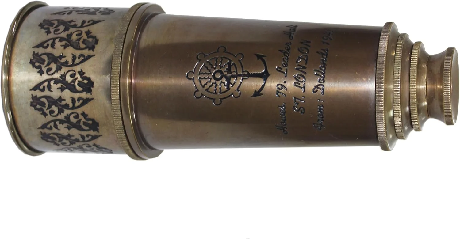 تلسکوپ تک چشمی برنجی تزئینی لاتاس | تلسکوپ جاسوسی عتیقه کاربردی هدیه 17 اینچی - 03