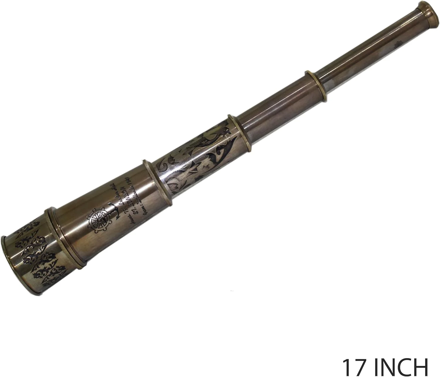 تلسکوپ تک چشمی برنجی تزئینی لاتاس | تلسکوپ جاسوسی عتیقه کاربردی هدیه 17 اینچی - 03