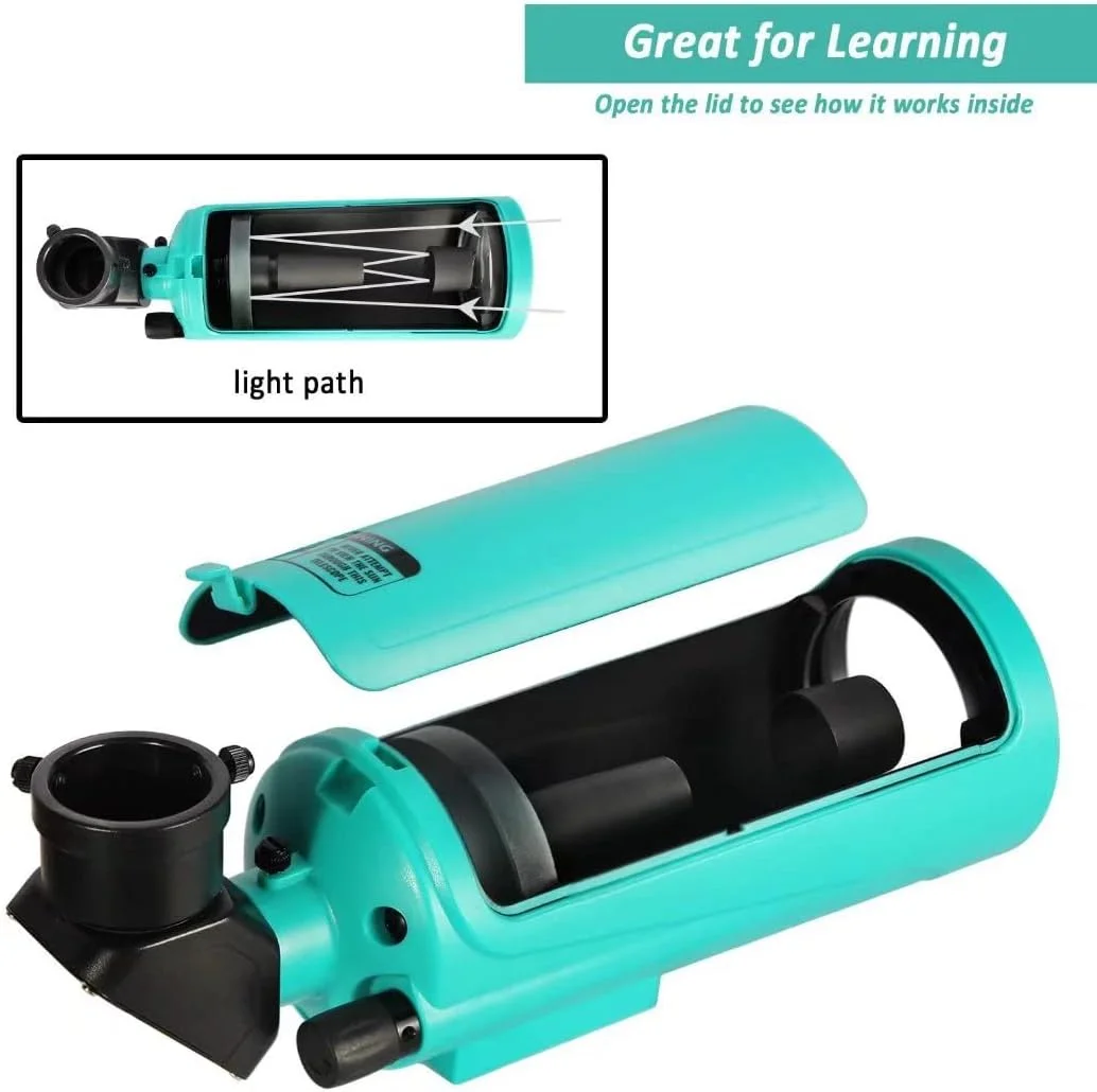 تلسکوپ ماکسوتوف-کاسگرین Mak60، تلسکوپ برای کودکان و بزرگسالان 750x60 میلی‌متر، جمع و جور و قابل حمل برای مسافرت، تلسکوپ نجومی مبتدی با سه‌پایه قابل تنظیم، یابنده و آداپتور تلفن