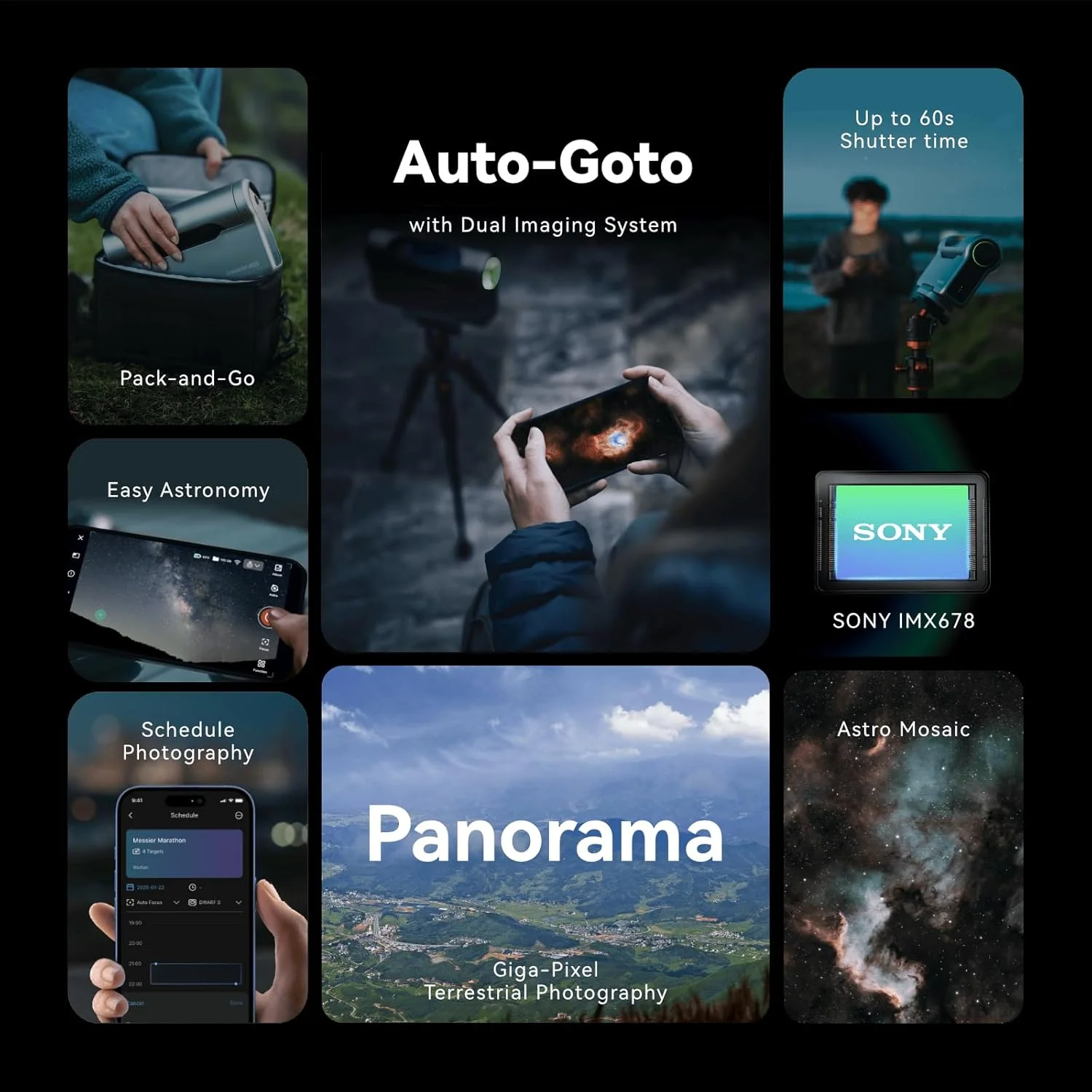 تلسکوپ هوشمند DWARF 3 از DWARFLAB - قابل حمل، ثبت تصاویر نجومی/حیات وحش/پانوراما، حالت EQ، پردازش ابری، ردیابی خودکار 4K، فوق سبک 3 پوندی، مناسب برای همه سنین