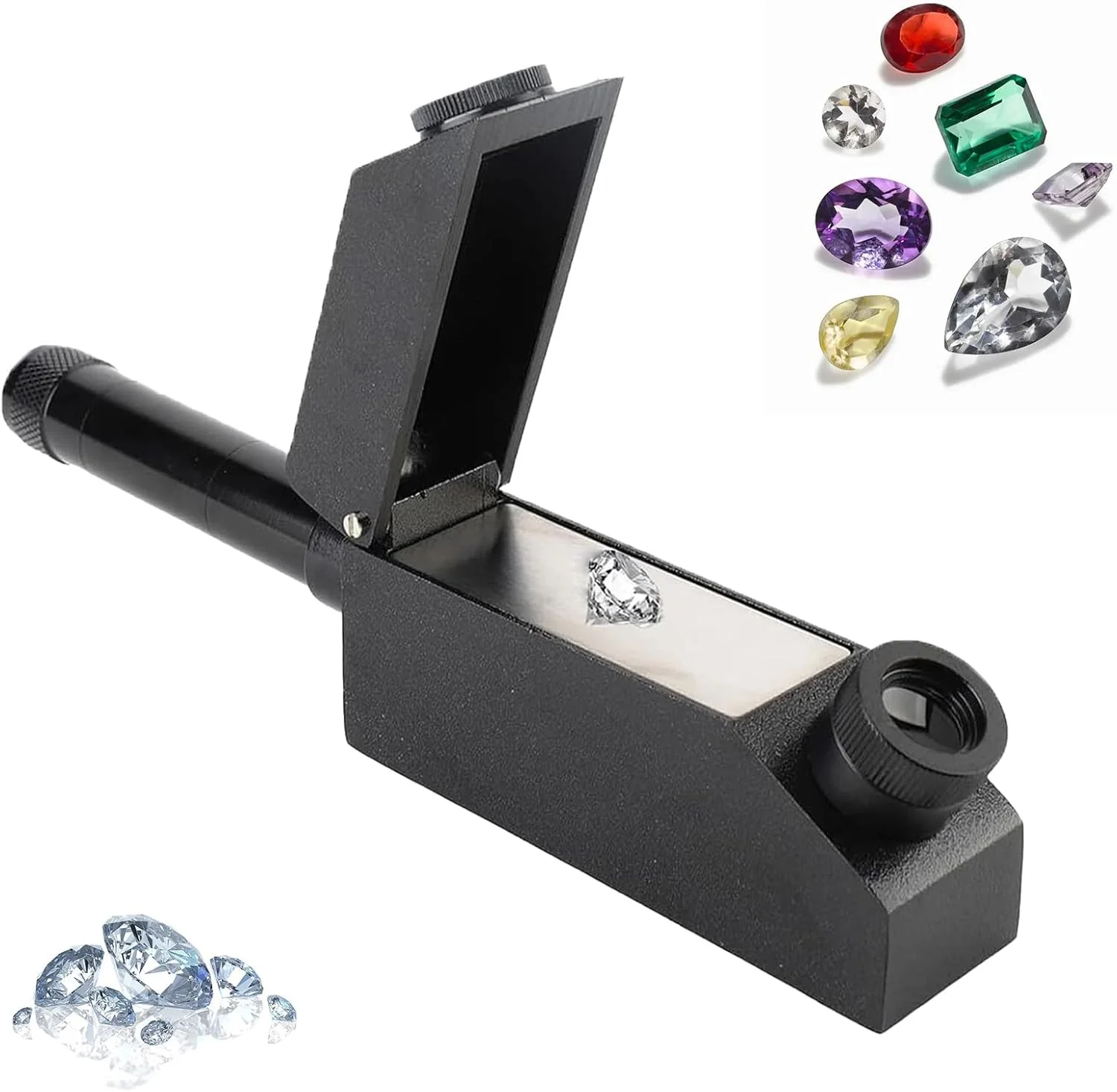رفراکتومتر قابل حمل سنگ های قیمتی، رفراکتومتر جواهرات با دقت بالا 1.30-1.80 به همراه چراغ قوه، صفحه استیل ضد زنگ، آشکارساز حرفه ای برای جواهرات طلا و نقره
