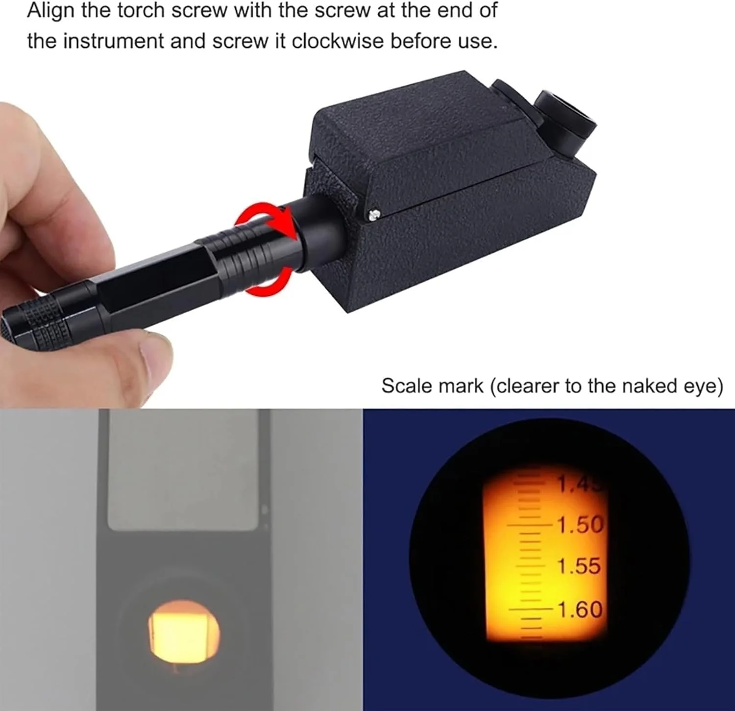 رفراکتومتر قابل حمل سنگ های قیمتی، رفراکتومتر جواهرات با دقت بالا 1.30-1.80 به همراه چراغ قوه، صفحه استیل ضد زنگ، آشکارساز حرفه ای برای جواهرات طلا و نقره