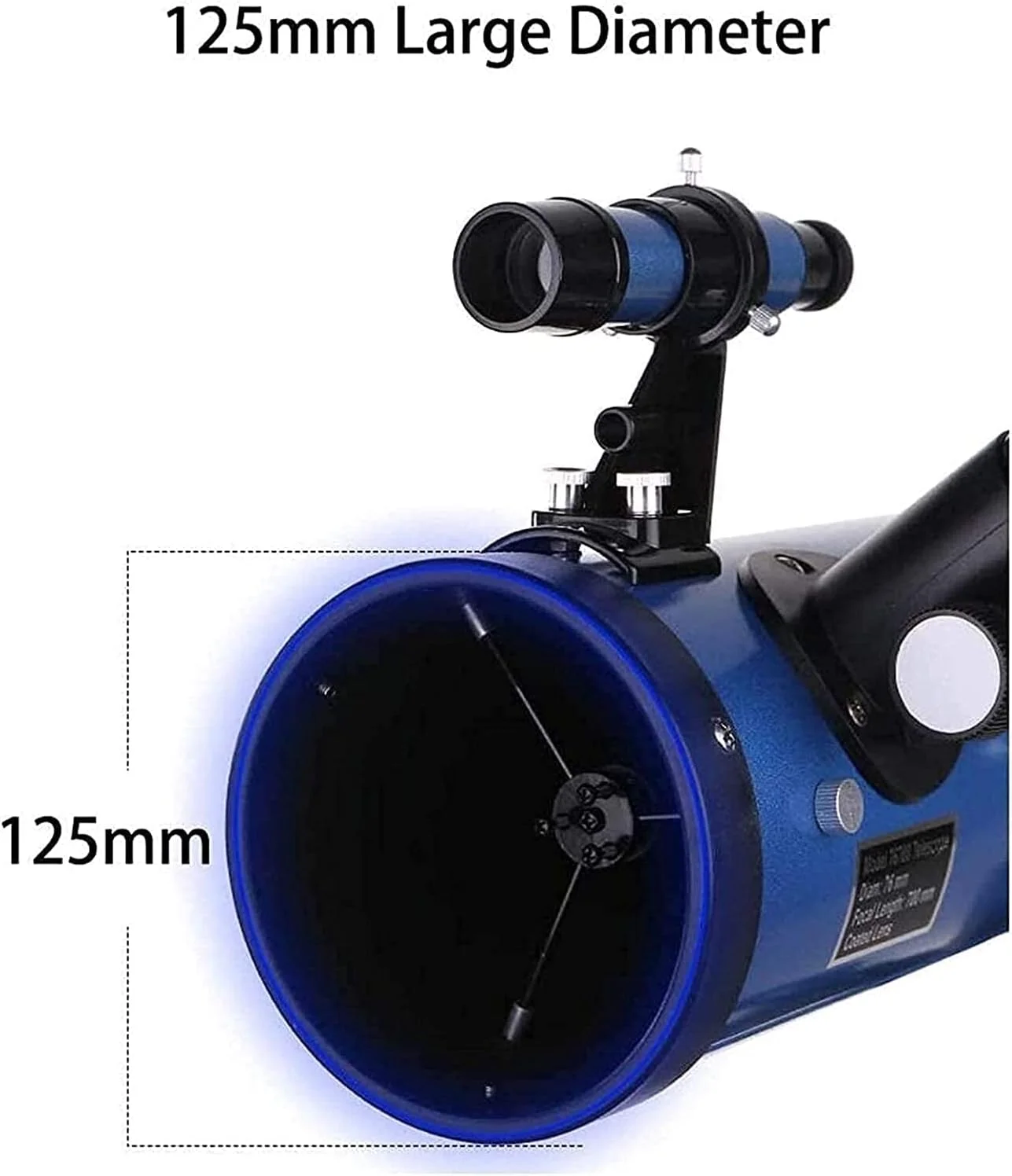 تلسکوپ آبی با کیفیت بالا، بزرگنمایی زیاد و دیافراگم بزرگ به همراه پایه قابل تنظیم و جستجوگر برای کودکان و نوجوانان