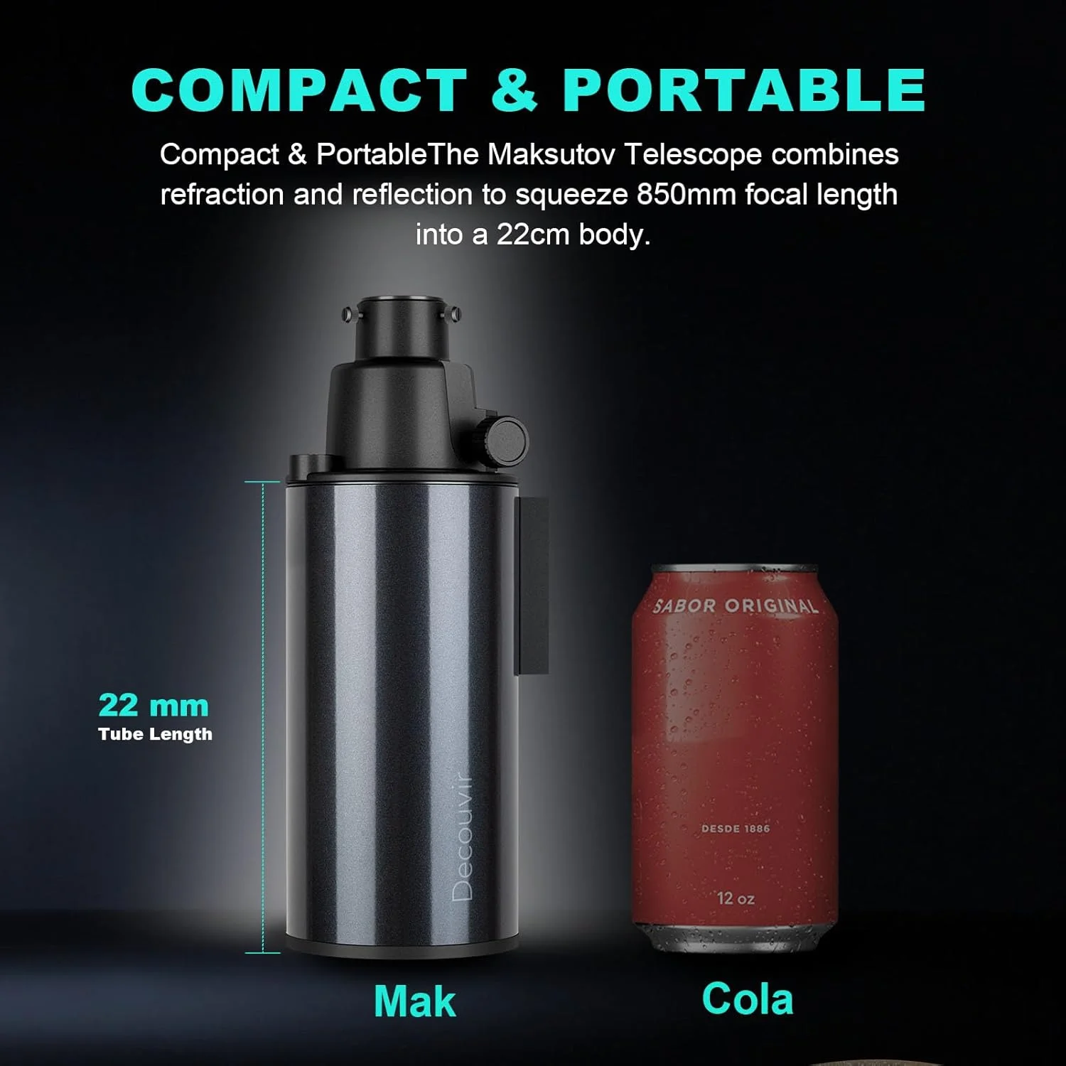 تلسکوپ ماکسوتوف-کاسگرین برای نجوم، دیافراگم 80 میلی‌متری، تلسکوپ ترکیبی کاتادیوپتریک 850 میلی‌متری، تلسکوپ مسافرتی قابل حمل و جمع و جور، به همراه سه‌پایه حرفه‌ای و آداپتور تلفن