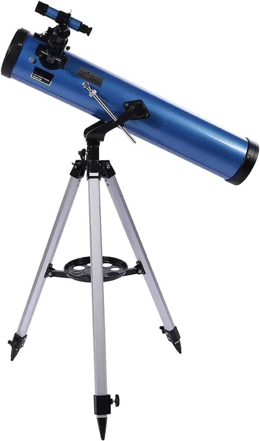 تلسکوپ آبی با کیفیت بالا، بزرگنمایی زیاد و دیافراگم بزرگ به همراه پایه قابل تنظیم و جستجوگر برای کودکان و نوجوانان