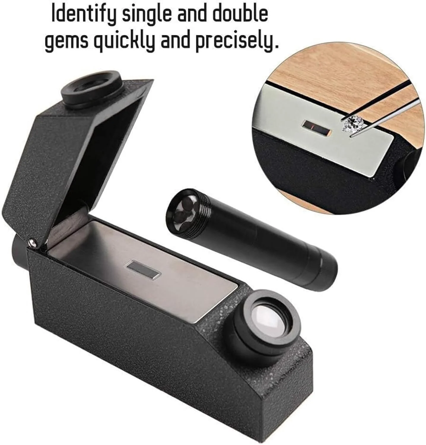کیت رفرکتومتر سنگ های قیمتی، تستر قابل حمل شناسایی سنگ های قیمتی با چراغ قوه، محدوده اندازه گیری 1.30-1.80، دقت بالا، ابزار تست جواهرات برای طلا، نقره و الماس