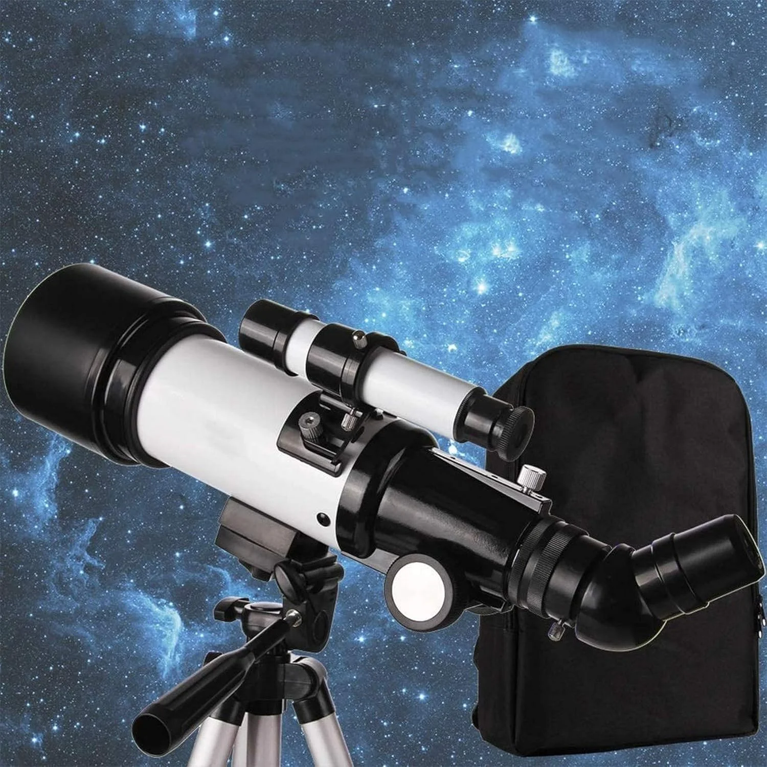 تلسکوپ نجومی با قابلیت دید بالا، تلسکوپ نجومی مناسب فضای باز به همراه پایه و کوله پشتی، مناسب برای دانش آموزان، کودکان و بزرگسالان