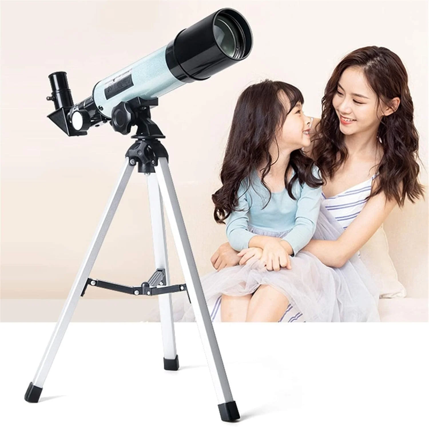 تلسکوپ نجومی شکستنی با پایه برای مشاهده ماه، مناسب کودکان و مبتدیان