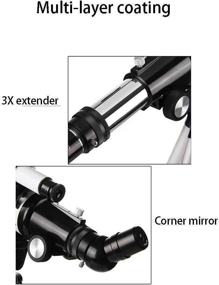 تلسکوپ نجومی با قابلیت دید بالا، تلسکوپ نجومی مناسب فضای باز به همراه پایه و کوله پشتی، مناسب برای دانش آموزان، کودکان و بزرگسالان