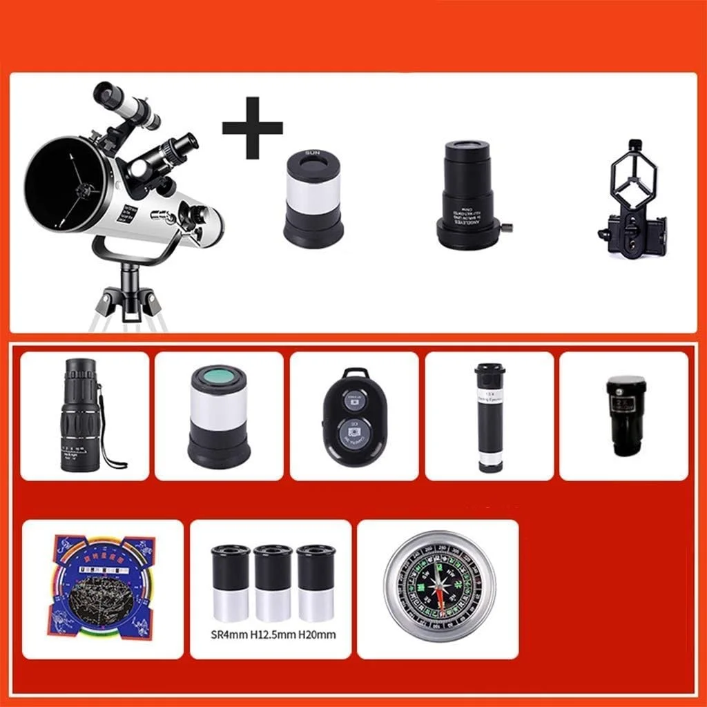 تلسکوپ نجومی سطح مبتدی HD برای رصد ستارگان، مناسب کودکان و دانش آموزان، به همراه تک چشمی و سه پایه تلسکوپ نجومی سطح مبتدی HD برای رصد ستارگان، مناسب کودکان و دانش آموزان، به همراه تک چشمی و سه پایه