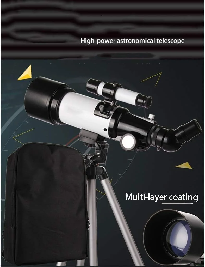 تلسکوپ نجومی با قابلیت دید بالا، تلسکوپ نجومی مناسب فضای باز به همراه پایه و کوله پشتی، مناسب برای دانش آموزان، کودکان و بزرگسالان