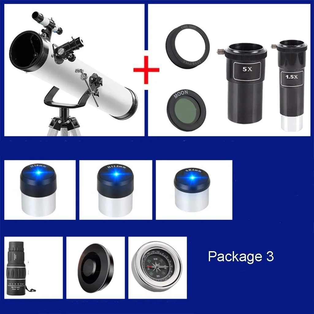 تلسکوپ نجومی حرفه ای برای شروع ستاره نگری با دهانه بزرگ 114 میلی متری، تلسکوپ برای مبتدیان نجوم، مناسب برای کودکان، دانش آموزان و مبتدیان برای دیدن آسمان