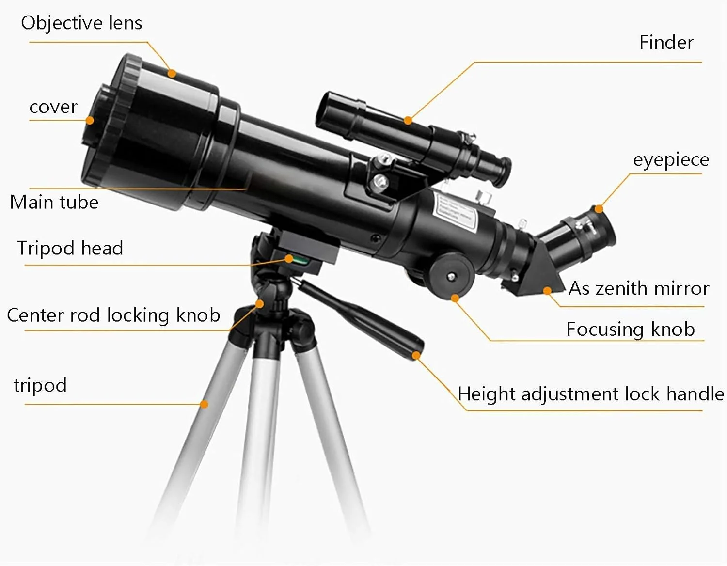 تلسکوپ نجومی حرفه ای 100x مناسب رصد ستارگان برای مبتدیان، تلسکوپ شکستی نجومی 70 میلی متری، به همراه سه پایه با قابلیت تنظیم ارتفاع، سفید تلسکوپ نجومی حرفه ای 100x مناسب رصد ستارگان برای مبتدیان، تلسکوپ شکستی نجومی 70 میلی متری، به همراه سه پایه با قابلیت تنظیم ارتفاع، سفید