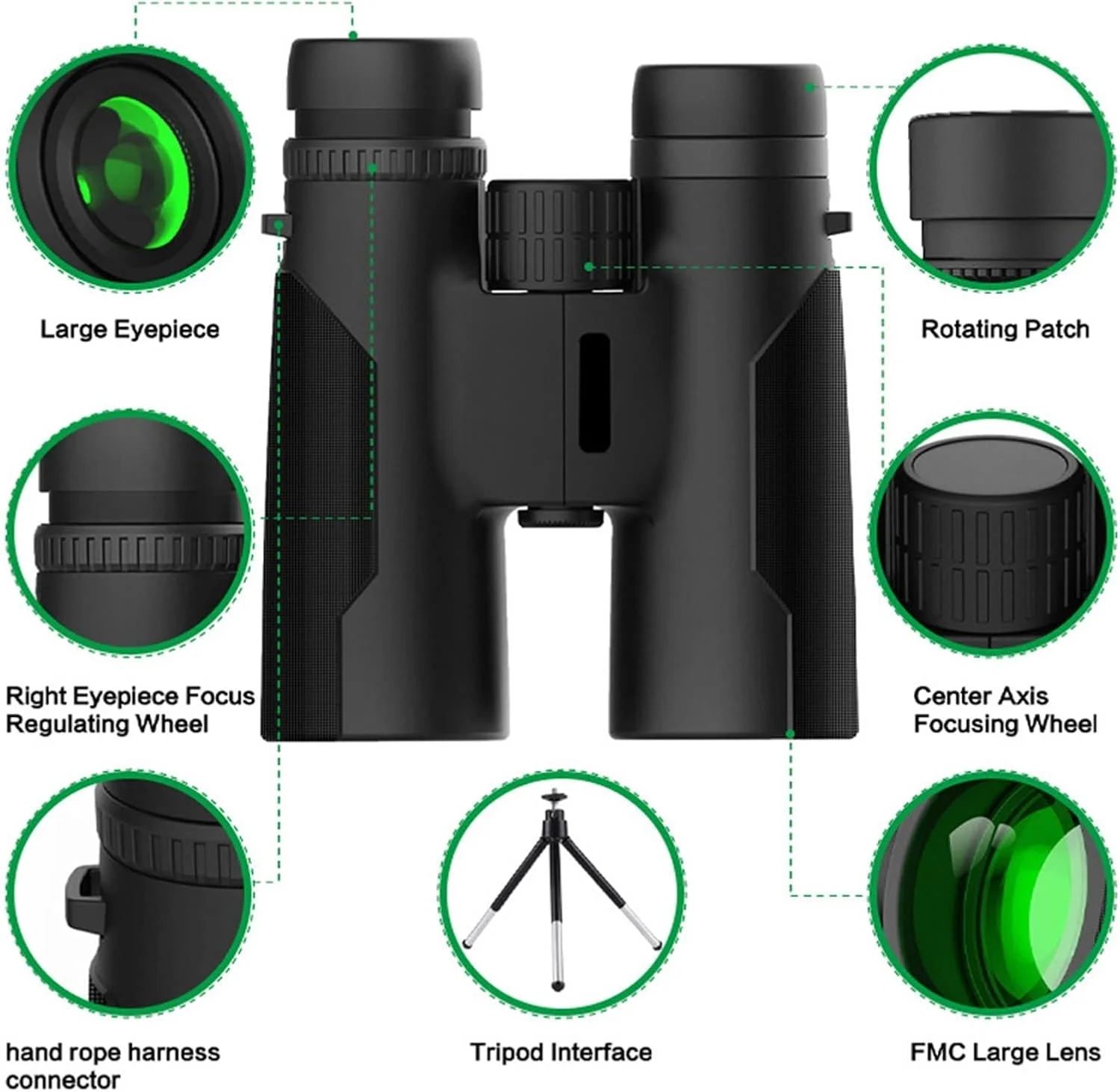 دوربین دوچشمی 12x42 با وضوح بالا، دوربین قدرتمند با پوشش چند لایه و دید در شب با نور کم، مناسب برای شکار، کمپینگ و فعالیت های فضای باز