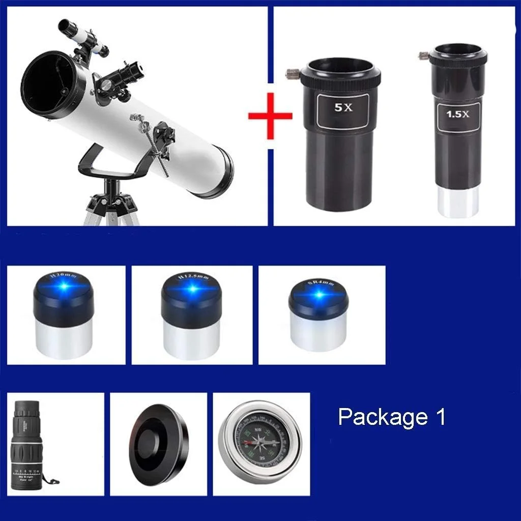 تلسکوپ نجومی حرفه ای برای شروع ستاره نگری با دیافراگم بزرگ 114 میلی متری، تلسکوپ برای مبتدیان نجوم، مناسب برای کودکان، دانش آموزان و مبتدیان برای دیدن آسمان
