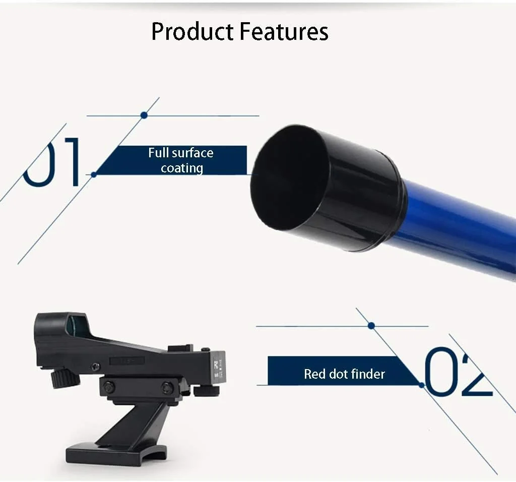 تلسکوپ نجومی، کالیبر 60 میلی‌متر، فاصله کانونی 800 میلی‌متر، تلسکوپ گرد مبتدی مدرسه کودکان، تلسکوپ مسافرتی قابل حمل، هدیه تولد کوچک