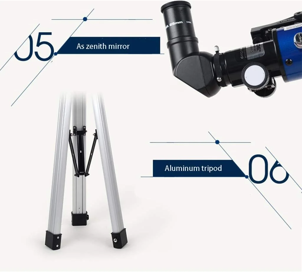 تلسکوپ نجومی، کالیبر 60 میلی‌متر، فاصله کانونی 800 میلی‌متر، تلسکوپ گرد مبتدی مدرسه کودکان، تلسکوپ مسافرتی قابل حمل، هدیه تولد کوچک